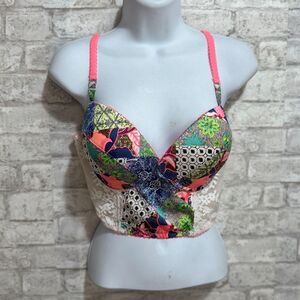 Victorias‎ Secret Bra 36D Multicolor Dream Angels Long Line Lined Demi Underwire